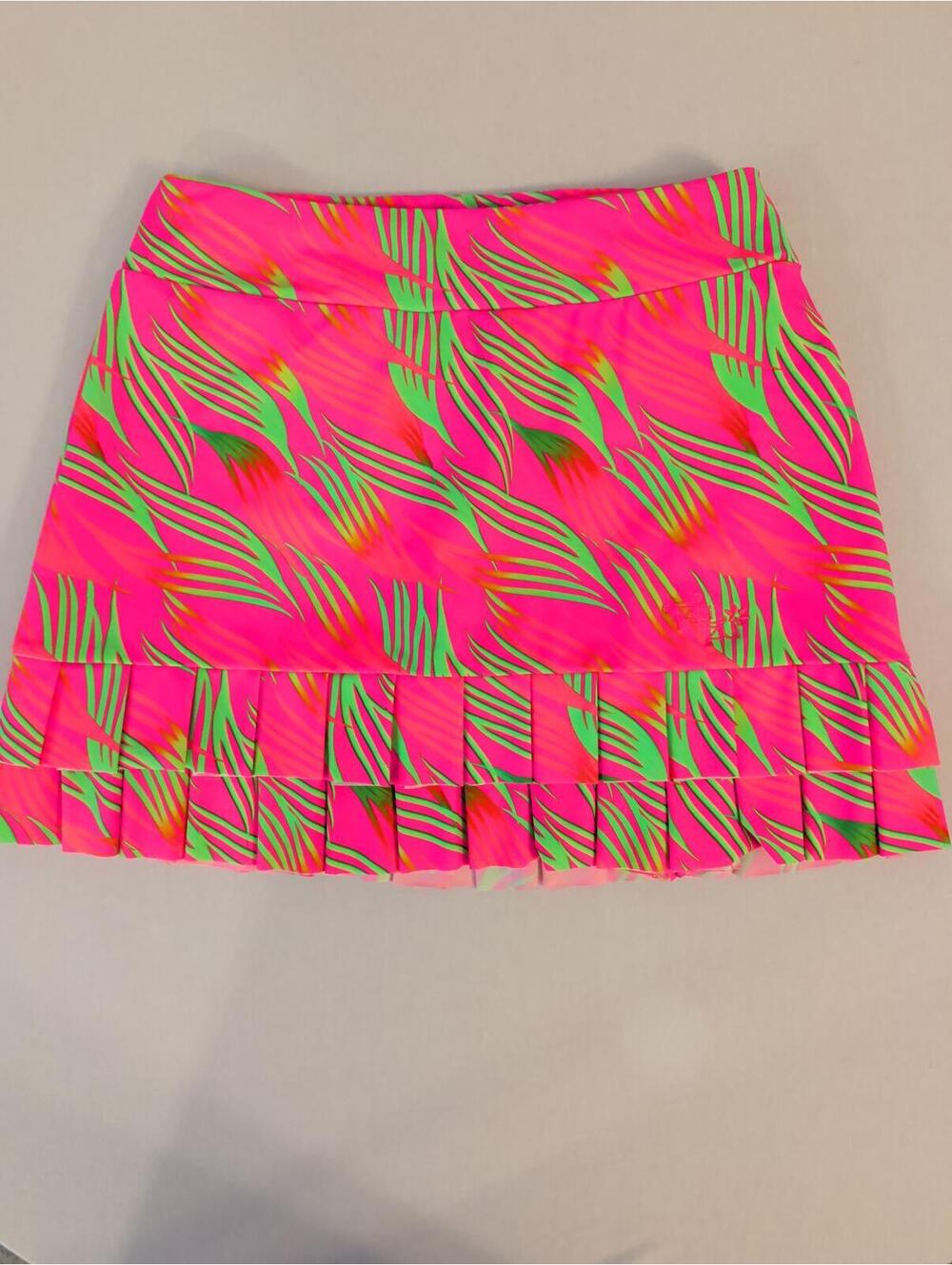 Tzu Tzu Women's Neon Pink and Green Ruffle Skort - Size Small
